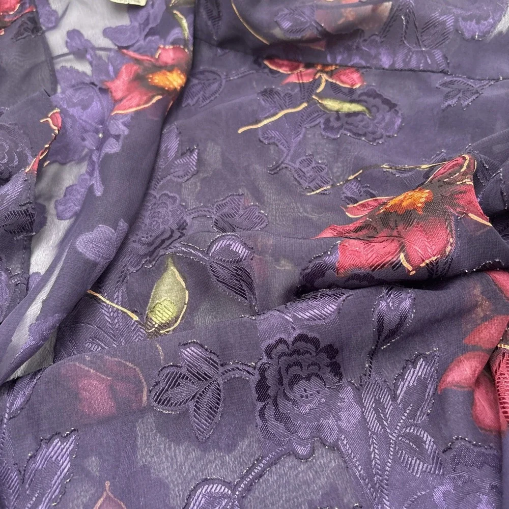 Secret Treasures Lingerie‎ Cover Robe Shawl Purple Floral Pattern 100% Polyester